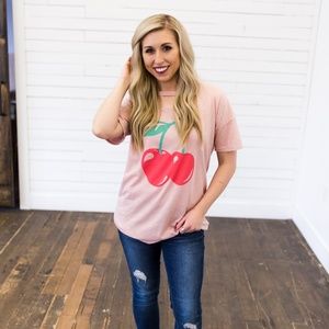 Pink Cherry Cutout Tee